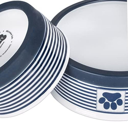Bone Dry Paw & Patch Ceramic Pet Collection, Small Bowl, 4.25x2", Nautical Blue - Image 2