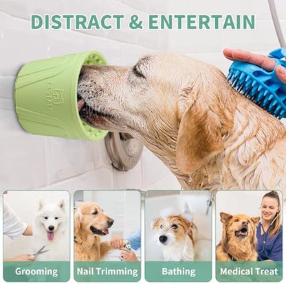 Dog Lick Bowl - Anxiety Relief Slow Feeder Lick Mat, Treat Dispenser, Non-Slip Enrichment Toy for Small, Medium and Large Breeds, BPA Free Silicone (Green, S) - Image 2