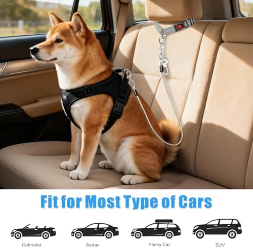 Idepet Dog Seat Belt for Car Stainless Steel 3 in 1 Dog Seatbelt Grey - Image 6