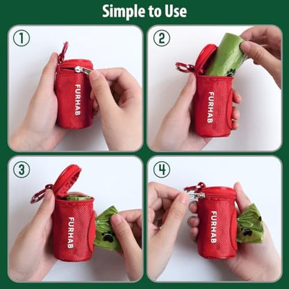 FURHAB Dog Poop Bag Holder for Leash with Carabiner Clip Soft Fabric - Image 5