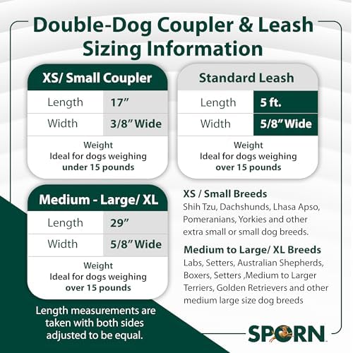 SPORN Double Dog Leash for Two Dogs No Tangle - Heavy Duty Nylon Dual Leash with Tangle Free Swivel, Patented Adjusti-Buckle, & Comfortable Padded Handle Walking with 2 Dogs, Standard - Image 6