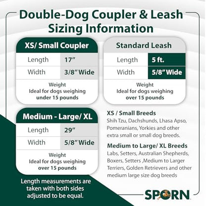 SPORN Double Dog Leash for Two Dogs No Tangle - Heavy Duty Nylon Dual Leash with Tangle Free Swivel, Patented Adjusti-Buckle, & Comfortable Padded Handle Walking with 2 Dogs, Standard - Image 6