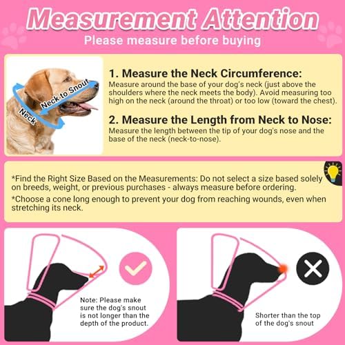 Dog Cone to Stop Licking, Clear Recovery Collar with Detachable Zipper, Sturdy Elizabethan Collar for Large Medium Small Dogs, Soft Adjustable Cone After Surgery Patented, Hot Pink S - Image 6