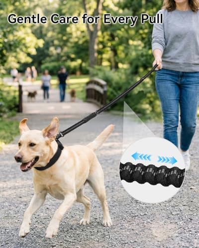 Joytale Tactical Bungee Dog Leash, Shock Absorbing No Pull, Black - Image 2