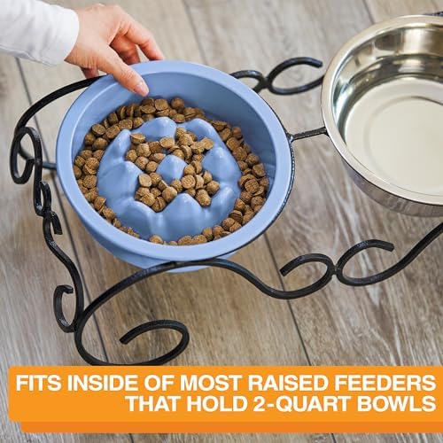 The Niner Slow Feed Bowl - Raised Peaks Slow Down Pets Eating - Fits Elevated Feeders Including Neater Feeder Large Sizes - Gentle on Teeth and Gums - Holds up to 2 Cups (Blue) - Image 5