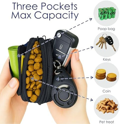 Raisingwell Dog Treat Pouch for Pet Walking and Training with Clicker, Poop Bags and Three Bags Design Small Fanny Zipper Pack Holder for Puppy Snack Dispenser Kit for Leash and Outdoor Use (Blue) - Image 3