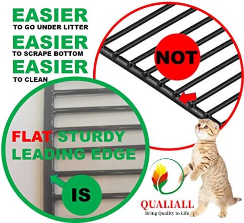 QUALIALL Metal Cat Litter Scoop, Fast Kitty Box Pooper Scooper with Holder, Deep Large Shovel, Upgraded with Flat Head and a Comfy Thumb Hole in Long Handle - Image 4