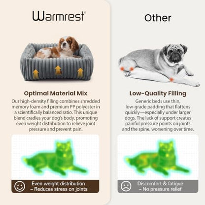 Washable Dog Bed Small Medium Size Dog, Rectangle Orthopedic Pet Bed for Car and Indoor,Fluffy Memory Foam Dog Beds with Anti-Slip Bottom, Grey (25x21x7 inches) - Image 6