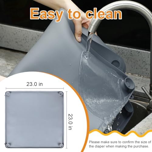 Nuanchu Pee Pad Tray Holder for Dogs, 23 x 23 Inch Silicone Dog Puppy Pad Holder with Four Fixed Points Stable Grip, Raised Edges, Quick-Wipe Dog Potty Tray for Indoor Flooring Protection - Image 2