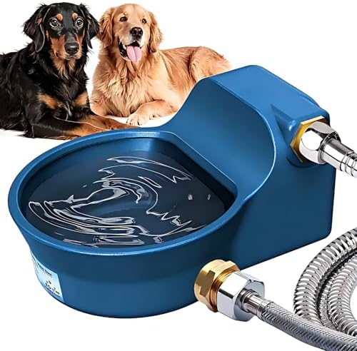 Patented Automatic Dog Water Dispenser, 2L Dog Water Bowl Dispenser Fit 3/4''GHT Faucet, Outdoor Automatic Water Dispenser for Dogs Chicken Waterer, Accessories Included: Water Hose, Copper Connector by Pethind