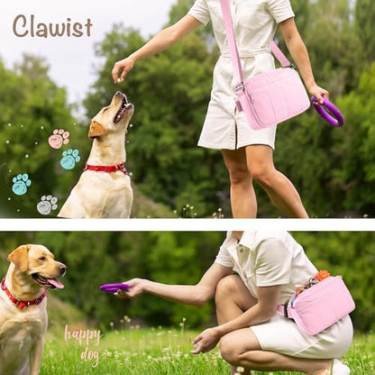 Fashion Dog Treat Pouch with Clicker Stylish Crossbody Dog Walking Bag, 3-in-1 Dog Training Treat Pouch with Removable Waterproof Liner, Treat Holder Waist Bag for Puppy Training & Daily Walks - Image 5