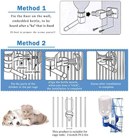 Andiker Dog Water Bottle for Crate, No-drip 350ml Dog Water Dispenser Adjustable and Detachable Installed on the Kennel Cage Water Bottle for Dogs and Puppy Drinking Water - Image 5
