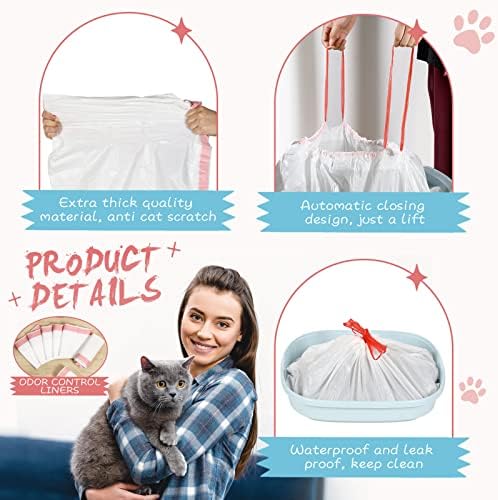 Colarr 50 Count Jumbo Cat Litter Box Liners with Drawstring, 36" X 18" - Image 3