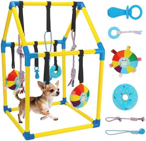 Puppy Play Gym, Dog Play Gym with 8 Hanging Toys for Small Dogs by Unknown