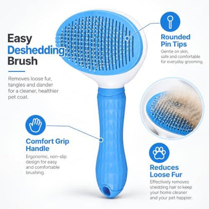 6 Pcs Pet Grooming Tool - With Metal Comb,Deshedding Brush,Flea Lice Comb - Image 3