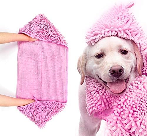 Dog Towel - Microfiber Super Shammy with Hand Pockets, Ultra Absorbent Quick Dry Pet Bath Towels for Small, Medium, Large Dogs and Cats (Medium, 24'' x 14'', Pink) - Image 6