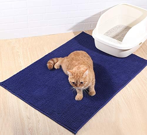 VIVAGLORY Cat Litter Mat Softgrip Litter Trapping Mat, 31"× 20", Navy Blue - Image 6