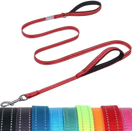 VIVAGLORY Double Handle Dog Leash Twingrip, 5ft x 1/2in, Red by VIVAGLORY