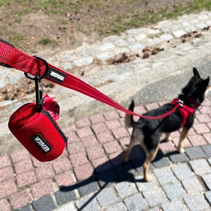 Best Pet Supplies Dog Poop Bag Holder Leash Attachment with Reusable Dispenser for Travel, Walking, Park, and Outdoor Use, Durable with Clip-On - Red, Mesh Dispenser w/15 Bags - Image 6