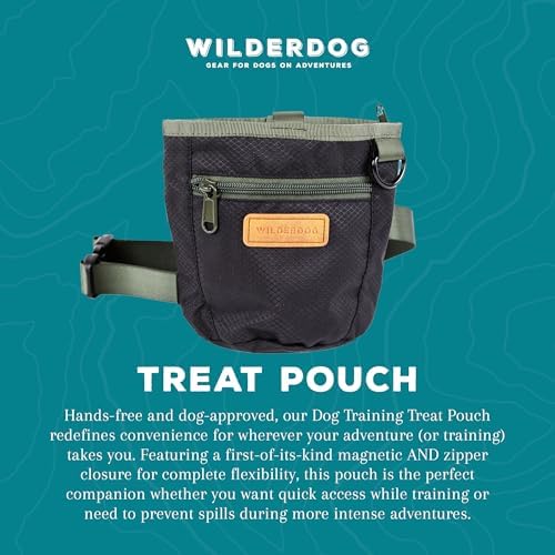 Wilderdog Dog Training Treat Pouch with Magnetic and Zipper Closure, Carabiner Attached, Adjustable Waist Strap - Black - Image 2