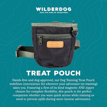 Wilderdog Dog Training Treat Pouch with Magnetic and Zipper Closure, Carabiner Attached, Adjustable Waist Strap - Black - Image 2