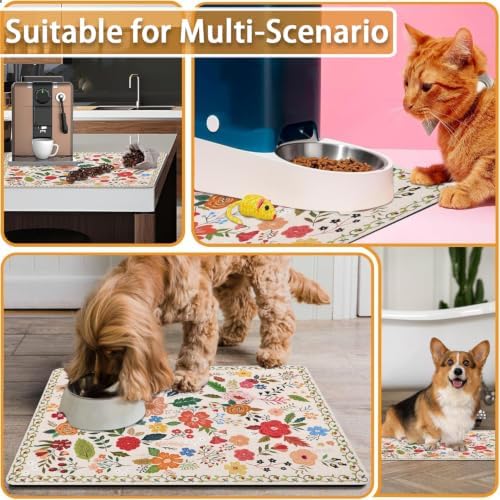Absorbent Pet Dog Bowl Mat for Food and Water, Pet Cat Food Feeding Mat with Non Slip Rubber Backing, Dog Food Mats for Floors Waterproof, 17"x30" - Image 7