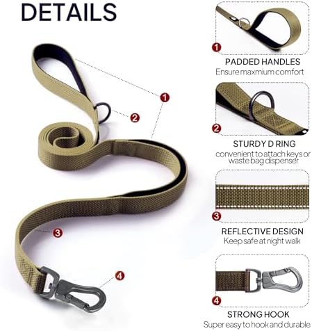 Twoear 6FT 1IN Heavy Duty Dog Leash for Large Dogs with 2 Padded Handles - Image 2