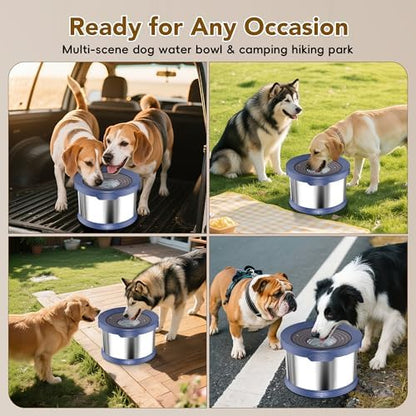 UPSKY 12L Dog Water Bowl No Spill Stainless Steel for Slow Drinking Blue - Image 5