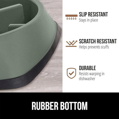 GORILLA GRIP Patented BPA Free Slow Feeder Dog Bowls, Interactive Puzzle Toy for Dogs and Cats Food Training Enrichment, Keeps Pets Busy and Prevents Puppy Overeating, All Breeds, 2 Cup, Sage Green