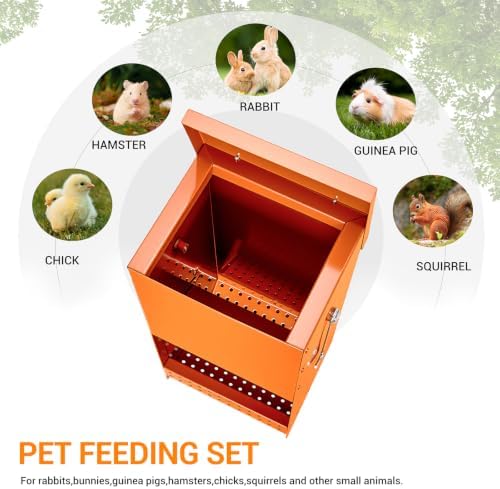 Rabbit Feeders Automatic for Cages,Orange 5 Pound Large Metal Trough Feeder - Image 6