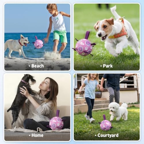 QDAN Dog Toys, Durable Dog Soccer Ball with Straps to Keep Them Busy,6 Inch - Image 3
