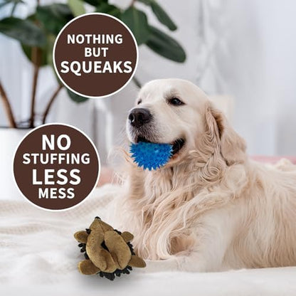 2-in-1 No-Stuffing Hedgehog Dog Toys 3 PCS, Squeaky Ball for Throwing Play - Image 3