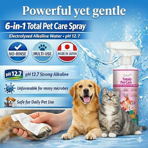 JJJee® 6-in-1 No-Rinse Dog & Cat Cleaner & Odor Eliminator. Cleans Paws, Coat, Eyes, Ears, Hotspots & Home Surfaces–Alcohol-Free, Fragrance-Free, Advanced Electrolyzed Water–Made in Japan (2 Pack) - Image 6