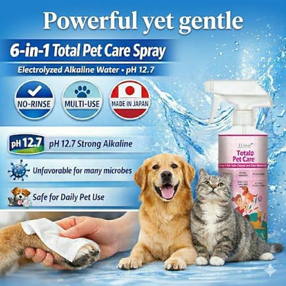 JJJee® 6-in-1 No-Rinse Dog & Cat Cleaner & Odor Eliminator. Cleans Paws, Coat, Eyes, Ears, Hotspots & Home Surfaces–Alcohol-Free, Fragrance-Free, Advanced Electrolyzed Water–Made in Japan (2 Pack) - Image 6