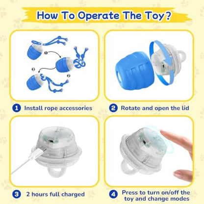 Interactive Dog Toys, Automatic Rolling Dogs Toy with Rope for Medium/Large Dogs, Touch Activated Moving Dog Ball for Boredom(Blue) - Image 7