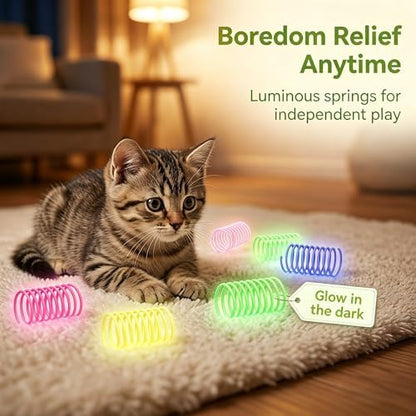 Cat Dog Launcher Toy, Rechargeable Interactive Pet Toy with LED Lights Cat Fetch Toys with 6 Flying Spinner Discs, 8pcs Cat Spring Toy, Adjustable Launch Control for Hunting Indoor Outdoor - Image 4
