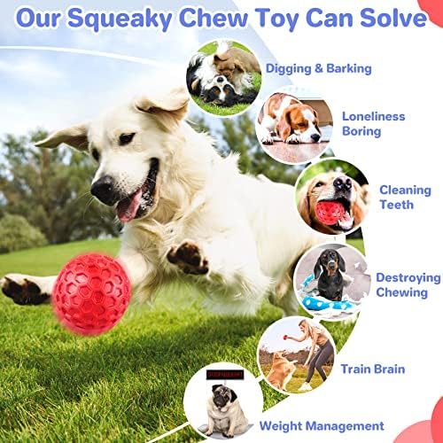 DISSKNIC Indestructible Squeaky Dog Balls for Aggressive Chewers, Interactive Dog Toys for Aggressive Chewers for Relieving Anxiety, Dog Chew Toy Balls for Small Medium Large Dogs, Outdoor Dog Toys - Image 6
