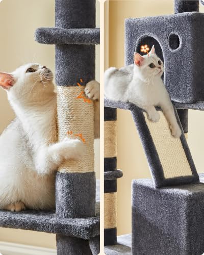 Feandrea Cat Tree, 81.1-Inch Large Cat Tower, Multi-Level Condo, Smoky Gray - Image 6