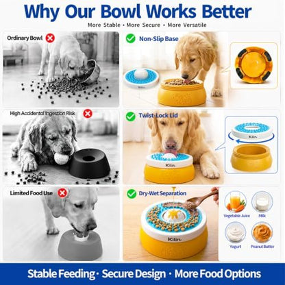 KILIN Slow Feeder Dog Licking Bowl with Rolling Ball,4 Non-Slip Pads,8fl oz - Image 5