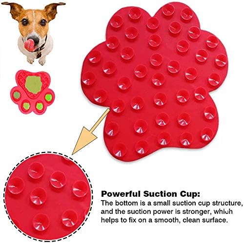 Dog Licking Mat for Anxiety Peanut Butter Slow Feeder Bowls Licking Pad with Strong Suction to Wall for Pet Bathing,Grooming,and Dog Training (Red) - Image 3