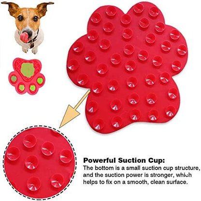 Dog Licking Mat for Anxiety Peanut Butter Slow Feeder Bowls Licking Pad with Strong Suction to Wall for Pet Bathing,Grooming,and Dog Training (Red) - Image 3