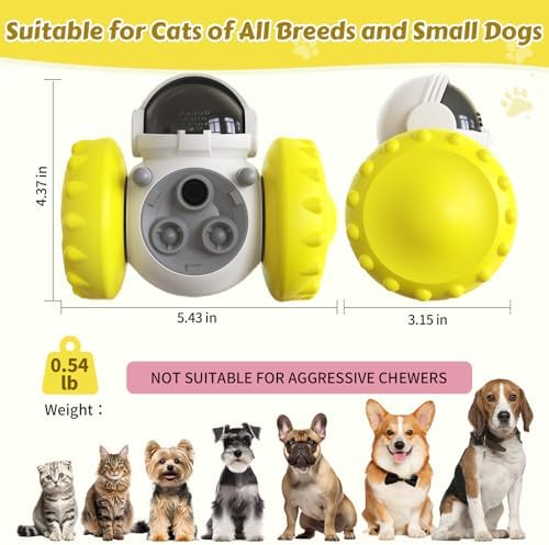 Cat Wobble Treat Dispenser Puzzle Toys Interactive Slow Feeder Snack Enrichment Fun Sliding Rolling Exercise & Distribution Toy for Indoor Cats, Small and Medium Dogs - Image 2