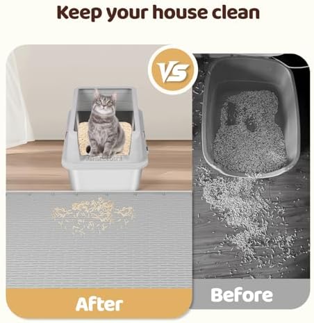 Silicone Cat Litter Mat for Litter Box 50”x35” Large Cat Mat, Light Grey - Image 5
