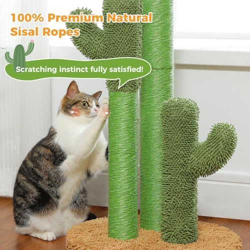 PAWZ Road Cactus Cat Scratching Post 35”Cat Scratcher with Toy Ball - Image 5