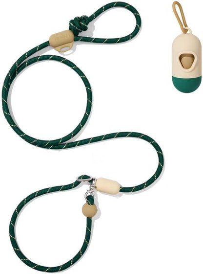 VETRESKA Hands-Free Dog Leash, 8FT Rope Leash for Medium Large Dogs, Waist/Crossbody Slip Lead Leashes for Walking, No Pull Dog Leashes with Bag Dispenser, 2 in 1 Walk Kit (Santal Forest)