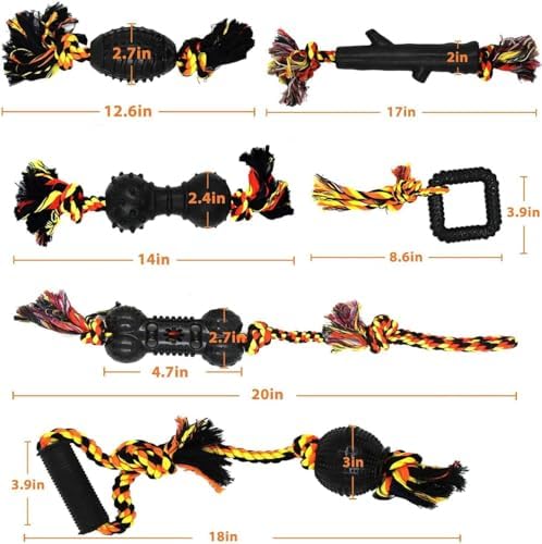 Yipetor Durable Dog Chew Toys 6 Pack, Cotton Rope Rubber Dog Toys - Image 3