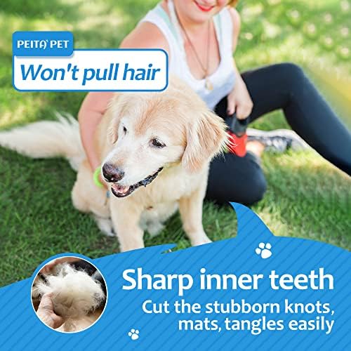 [ 2 in 1 design ] Undercoat Rake and Deshedding Tool for Dogs and Cats - Dematting Comb for Long Hair Pets, Grooming Brush to Clear Mats, Tangles and Reduce Shedding by 95% - Image 5