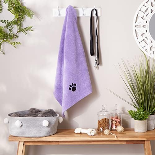Bone Dry Pet Grooming Microfiber Towel, Embroidered Collection, X-Large,41x23.5, Lavender - Image 4