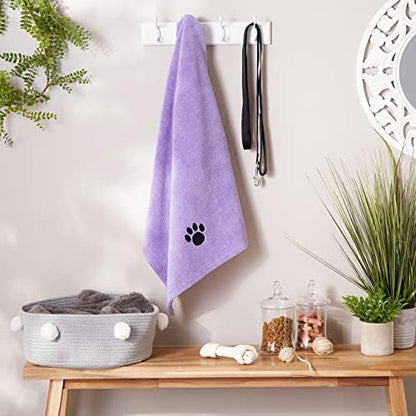 Bone Dry Pet Grooming Microfiber Towel, Embroidered Collection, X-Large,41x23.5, Lavender - Image 4