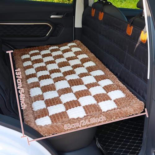 Dog Bed for Car, Backseat Pet Bed Mat, Dog Seat Cover for Car Back Seat, Non-Slip Travel Pet Mat, Fit for Backseat Extenders and Seat Covers (Brown&White, 24.8x54inch) - Image 4